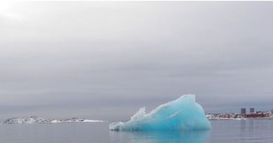 Un morceau de glace dans l'eau.