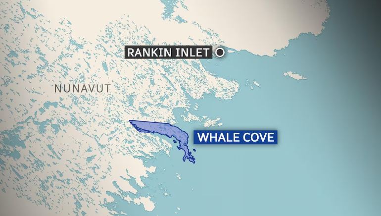Carte géographique montrant l'emplacement de Whale Cove.