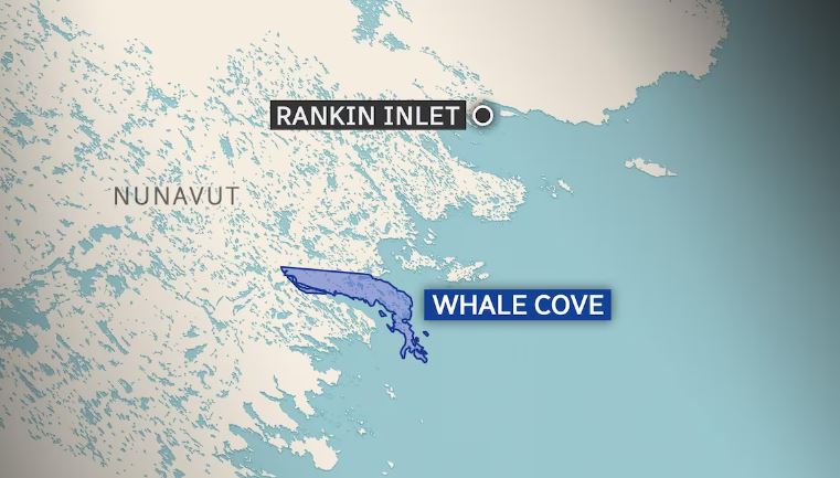 Carte géographique montrant l'emplacement de Whale Cove.