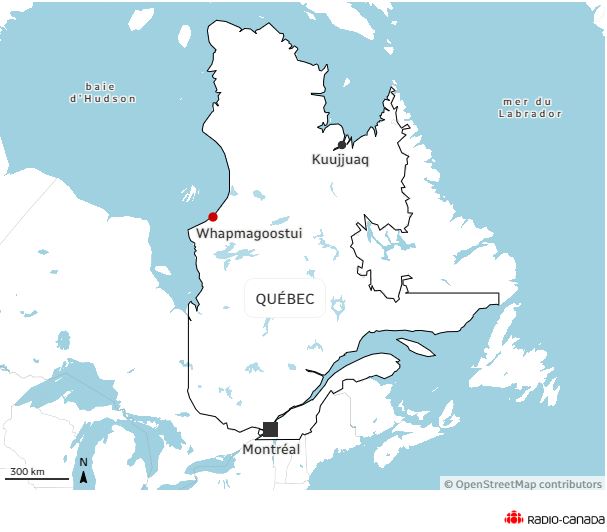 Carte montrant notamment Whapmagoostui et Kuujuaq