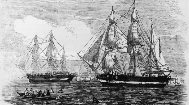 Dessin des navires de l'expédition Franklin de 1845