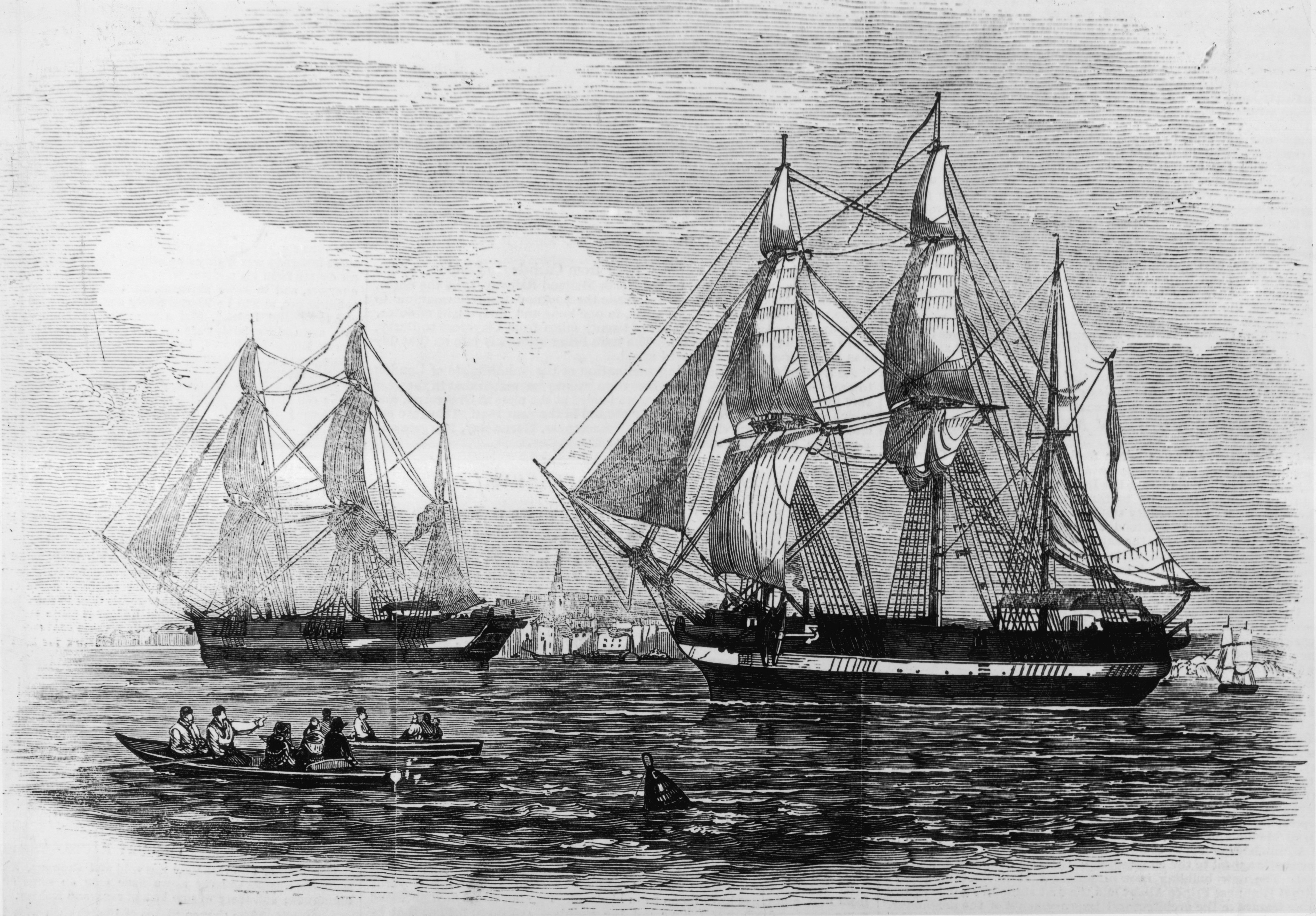 Dessin des navires de l'expédition Franklin de 1845