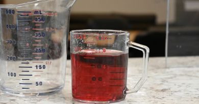 Une tasse à mesurer avec de l'alcool.