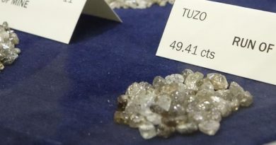 Des diamants bruts sur un tapis.