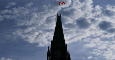 La tour de la Paix de la colline du Parlement, ombragée.