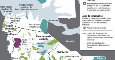 Une carte montrant le réseau de conservation terrestre des Territoires du Nord-Ouest.
