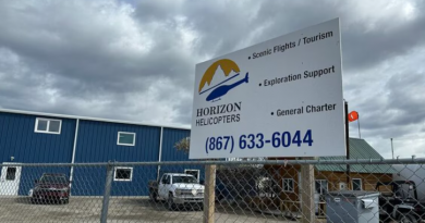 Pancarte d'Horizon Helicopters derrière un grillage.