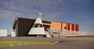 Représentation du concept du bureau et centre culturel de la réserve de parc national Nááts'įhch'oh