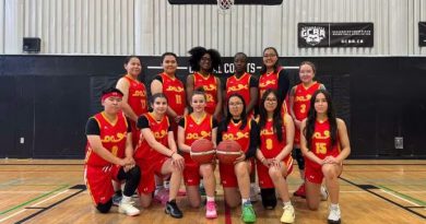 L'équipe de basketball féminin du Nunavut représente le territoire aux Jeux du Canada pour la toute première fois, avec l'équipe masculine. Photo : Radio-Canada