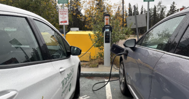 Deux véhicules électriques sont branchés sur une borne de recharge.