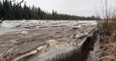 Un embâcle sur la rivière Klondike.