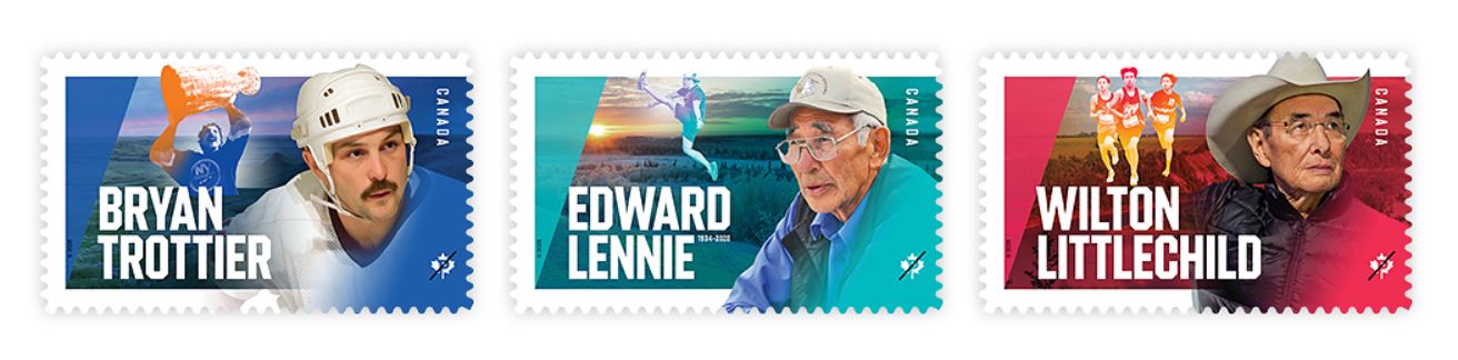 Timbres présentant trois anciens joueurs de hockey